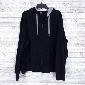 Xersion Mens Hoodie Jacket L Full Zip Black Gray 174